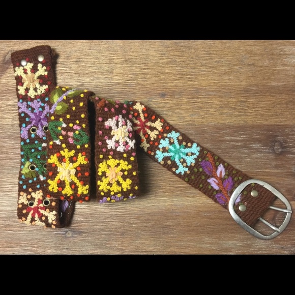 Jenny Krauss Accessories - Jenny Krauss Belt 100% Wool Brown floral. L
